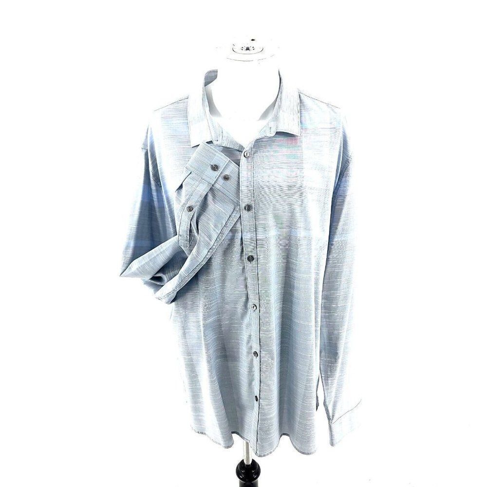 Calvin Klein Gray Blue 2XL Button Front Dress Shirt Cotton Collared